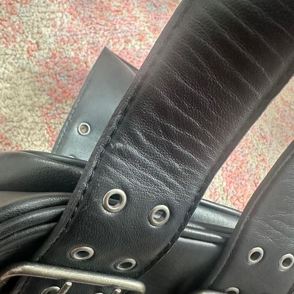 Free People Say Yes Leather Bag handbag metal buckle edgy grunge y2k style black - Picture 7 of 8